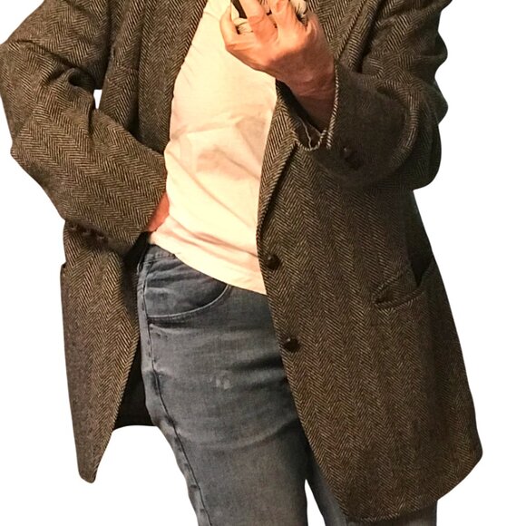 Petersen, Harned, Von Maur Herringbone Wool Tweed Blazer: Vintage Men's Size 42L - Picture 4 of 10